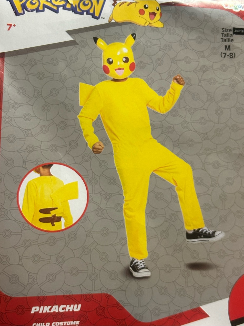 Pikachu Kids Costume  plastic head  size Medium  New